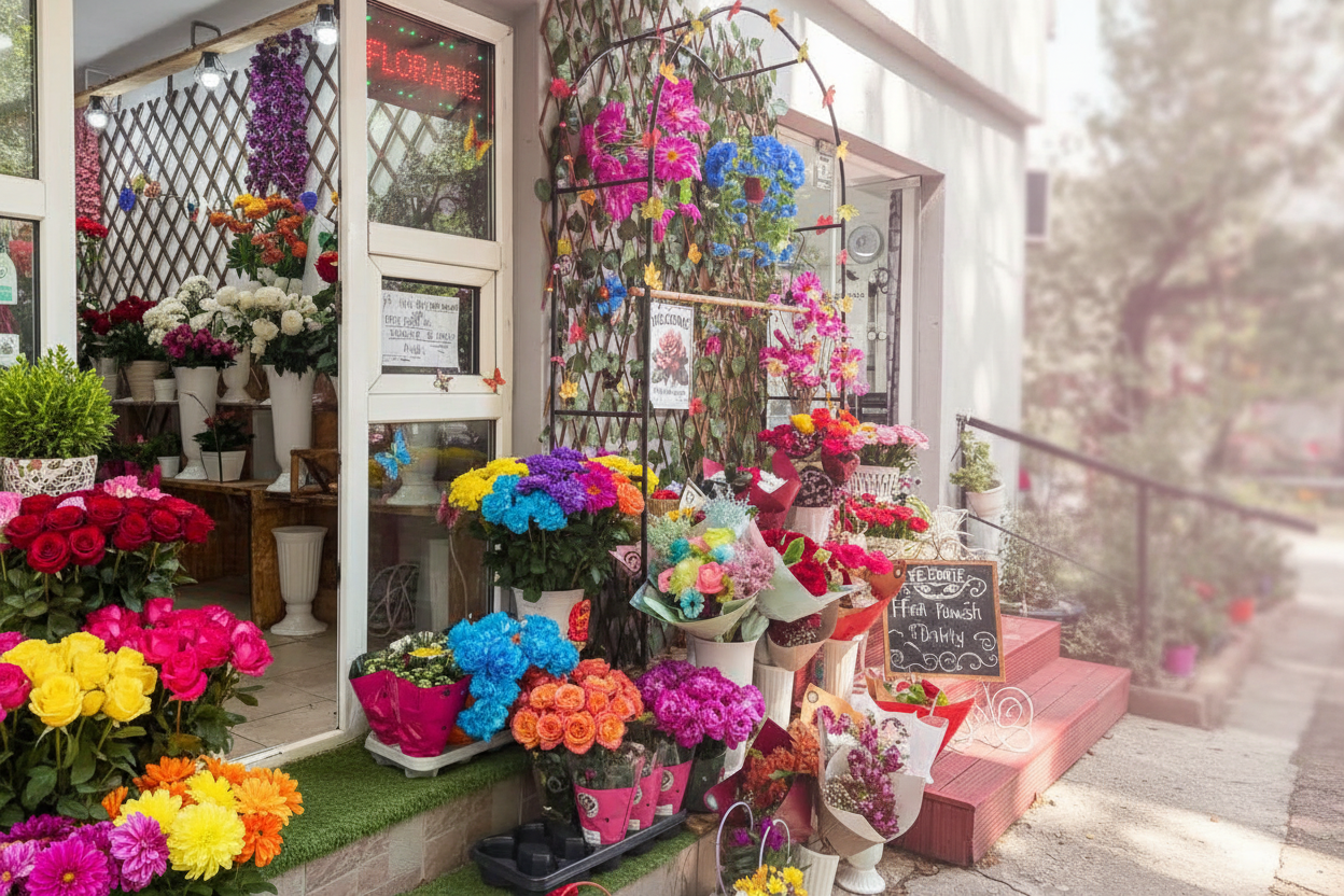 Florărie cu culori vii